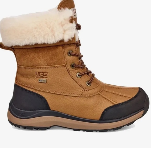 UGG Women’s Classic Alpine Brown Leather Shearling Lace-Up Boots Size 7